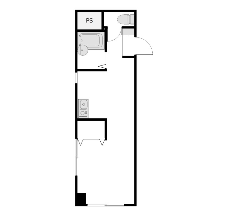 25.65㎡・1Rの間取り図